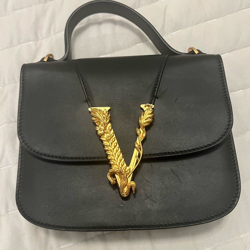 Black leather Versace bag